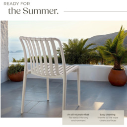 tectake Alcudia Set of 2 Taupe Stackable Garden Chair - Size: 80.5 x 47 x 58cm - Brown - Wilko - thumbnail 5