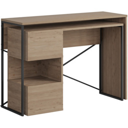 Decortie Badau 3 Shelf Modern Multipurpose Computer Desk Natural Oak - Size: 77 x 110 x 37.2cm - Cream - Wilko - thumbnail 3