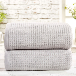 Rapport Home Waffle Textured Cotton Blue Towel Bale 2 Pack - Wilko - thumbnail 3