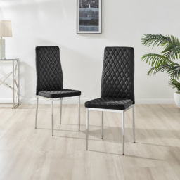 Furniturebox Copeland Valera Marble Effect 4 Seater Dining Set White Black and Chrome - Wilko - thumbnail 4