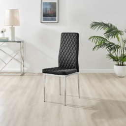 Furniturebox Copeland Valera Marble Effect 4 Seater Dining Set White Black and Chrome - Wilko - thumbnail 5