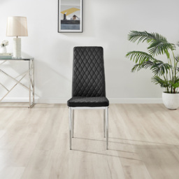 Furniturebox Copeland Valera Marble Effect 4 Seater Dining Set White Black and Chrome - Wilko - thumbnail 6