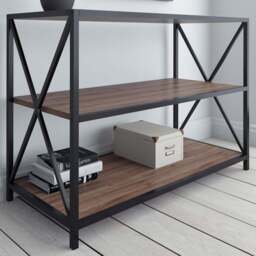 Decorotika Xena 2 Shelf Walnut and Black TV Unit - Size: 64.8 x 94 x 40cm - Multi - Wilko