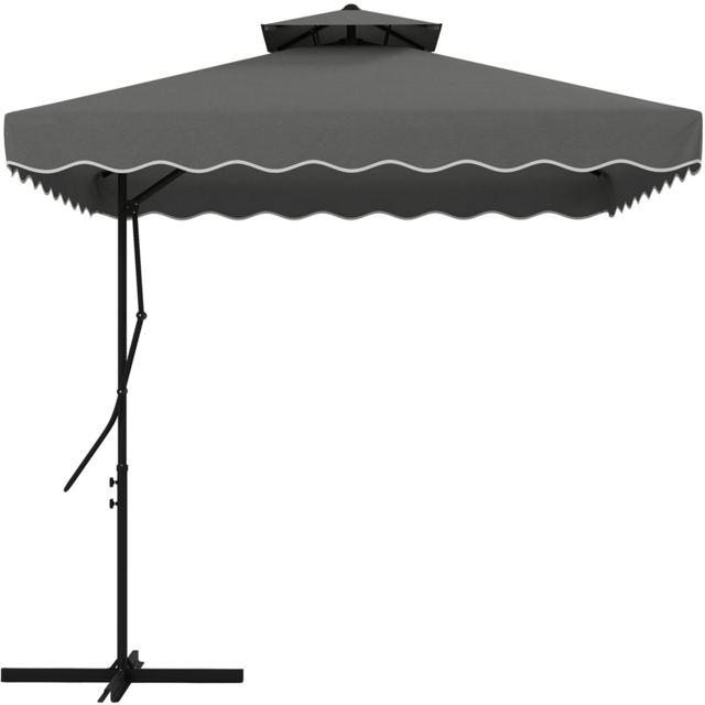Outsunny Dark Grey Double Tier Crank Handle Cantilever Parasol with Ruffles 2.5m - Size: 3m - Wilko - image 1