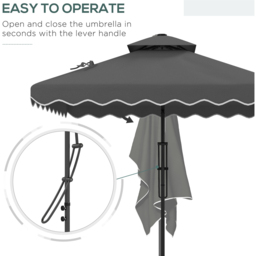 Outsunny Dark Grey Double Tier Crank Handle Cantilever Parasol with Ruffles 2.5m - Size: 3m - Wilko - thumbnail 5