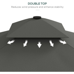 Outsunny Dark Grey Double Tier Crank Handle Cantilever Parasol with Ruffles 2.5m - Size: 3m - Wilko - thumbnail 7
