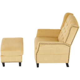 Living and Home Yellow Chenille Pushback Recliner Chair with Footstool - Size: 102 x 62 x 153cm - Wilko - thumbnail 5