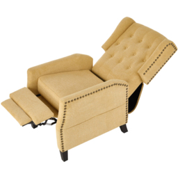 Living and Home Yellow Chenille Pushback Recliner Chair with Footstool - Size: 102 x 62 x 153cm - Wilko - thumbnail 4