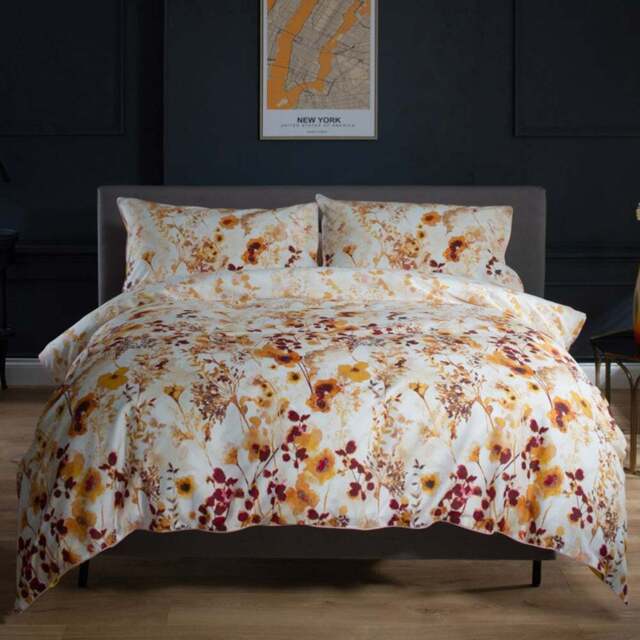 The Lyndon Company Single Spice Watercolour Floral 180 Thread Count Duvet Set - Brown - Wilko - image 1