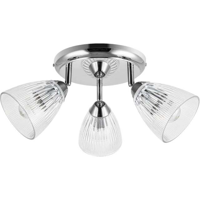 Cosylyte Athella Bathroom 3 Light Modern Ribbed Glass Spotlight - Size: 37 x 28 x 15cm - Silver - Wilko - image 1