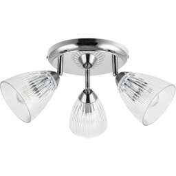 Cosylyte Athella Bathroom 3 Light Modern Ribbed Glass Spotlight - Size: 37 x 28 x 15cm - Silver - Wilko