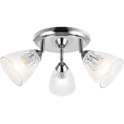 Cosylyte Athella Bathroom 3 Light Modern Ribbed Glass Spotlight - Size: 37 x 28 x 15cm - Silver - Wilko - thumbnail 4