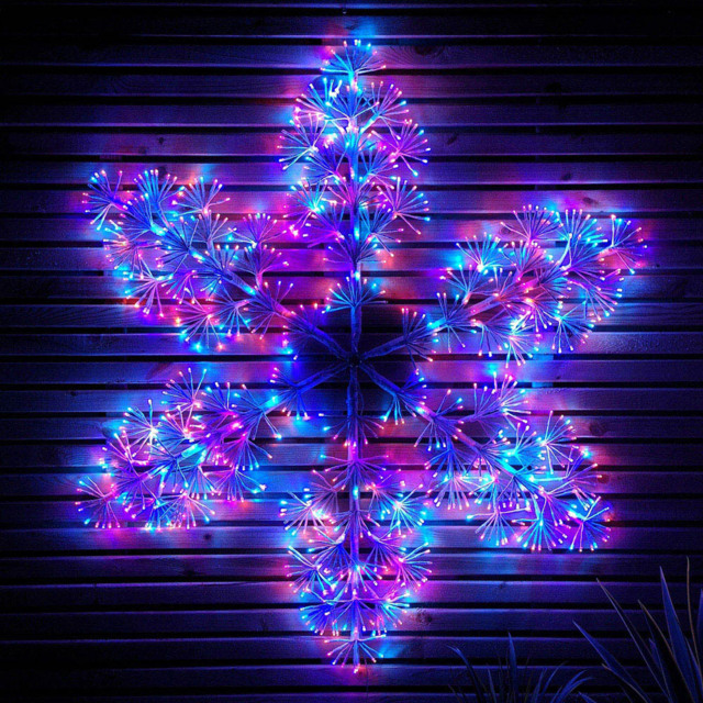 Samuel Alexander Rainbow LED Twinkling Starburst Snowflake Christmas Decoration 1.2m - Size: 120 x 120 x 10cm - White - Wilko - image 1