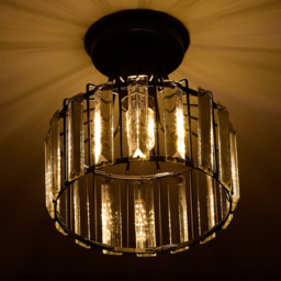 Living and Home E27 Screw Black Crystal Ceiling Light - Size: 20 x 19 x 19cm - Wilko - thumbnail 3