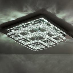 Living and Home 28 inch Square Glamourous Cystal LED Ceiling Light - Size: 16 x 70 x 70cm - Clear - Wilko - thumbnail 3