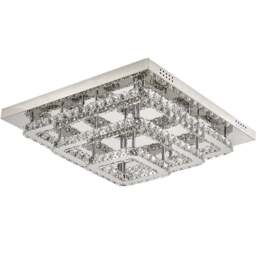 Living and Home 28 inch Square Glamourous Cystal LED Ceiling Light - Size: 16 x 70 x 70cm - Clear - Wilko - thumbnail 1