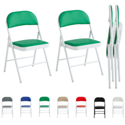 Set of 2 Green Padded Folding Metal Dining Chairs - MCC - Wilko - thumbnail 3