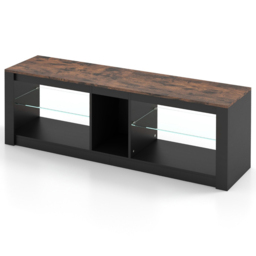 Costway 2 Shelf LED Rustic Brown TV Unit - Size: 140 x 35 x 47cm - Wilko - thumbnail 3