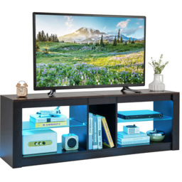 Costway 2 Shelf LED Rustic Brown TV Unit - Size: 140 x 35 x 47cm - Wilko - thumbnail 4