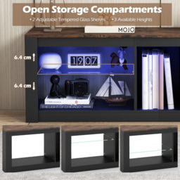 Costway 2 Shelf LED Rustic Brown TV Unit - Size: 140 x 35 x 47cm - Wilko - thumbnail 7