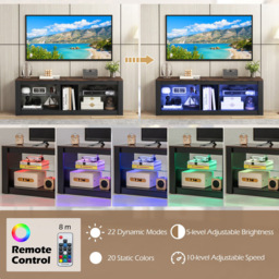 Costway 2 Shelf LED Rustic Brown TV Unit - Size: 140 x 35 x 47cm - Wilko - thumbnail 6
