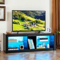 Costway 2 Shelf LED Rustic Brown TV Unit - Size: 140 x 35 x 47cm - Wilko