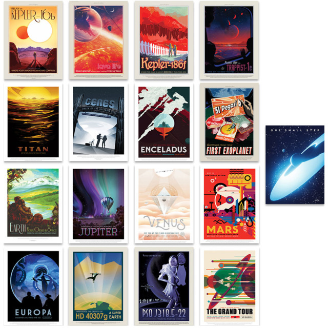 Artery8 NASA Space Grand Tour Exploration Wall Art Print 30 x 41cm 17 Pack - Size: 40.5 x 30.5 x 0.3cm - Multi - Wilko - image 1