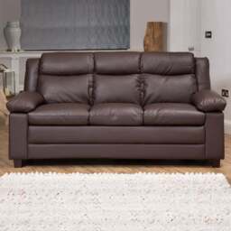 Standish 3 Seater Brown Bonded Leather Sofa - Artemis Home - Wilko