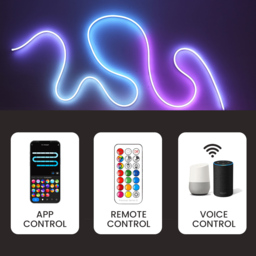 ValueLights Smart App-Control Music Sync Wall Gaming Neon Rope Light Kit 3m - Size: 300 x 12.5 x 2cm - White - Wilko - thumbnail 6