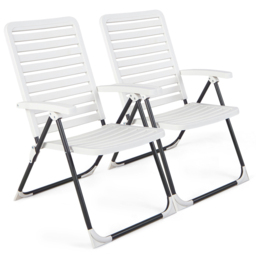 Costway Set of 2 Reclining 7 Level Foldable Chair - Size: 97 x 65 x 24cm - White - Wilko - thumbnail 3