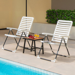 Costway Set of 2 Reclining 7 Level Foldable Chair - Size: 97 x 65 x 24cm - White - Wilko - thumbnail 1