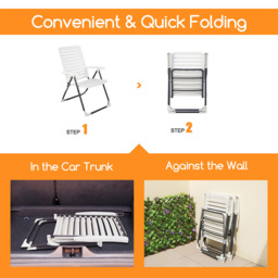 Costway Set of 2 Reclining 7 Level Foldable Chair - Size: 97 x 65 x 24cm - White - Wilko - thumbnail 5