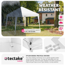 tectake Linosa 3 x 3m White Water and UV Resistant Gazebo - Wilko - thumbnail 5