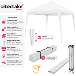 tectake Linosa 3 x 3m White Water and UV Resistant Gazebo - Wilko - thumbnail 7