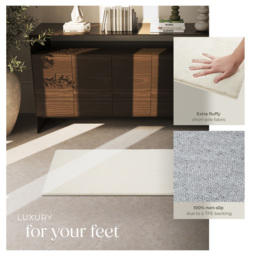 tectake Zonelle Cream Short Pile Ultra Soft Rug 110 x 60cm - Size: 97 x 37.5 x 45cm - Black - Wilko - thumbnail 5
