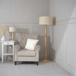 ValueLights Victoria Cream Fabric Drum Shade Light Wood Traditional Stem LED Table Lamp - Size: 45.5 x 25.5 x 25.5cm - Wilko - thumbnail 4