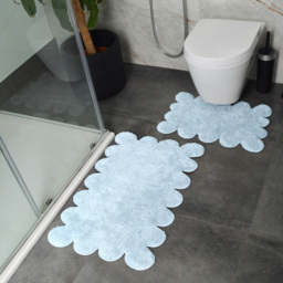 Allure Bath Fashions 2 Piece Scallop Baby Blue Bath Mat Set - Size: 50 x 80 x 1cm - Wilko - thumbnail 3