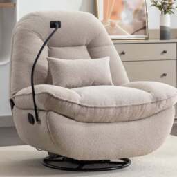 Artemis Home Fallon Light Brown Boucle Swivel Recliner Chair - Size: Single - Wilko