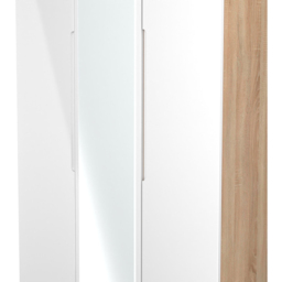 Crowndale Milan 3 Door White Gloss and Bardolino Oak Tall Mirrored Wardrobe Ready Assembled - White Gloss & Bardolino Oak - Wilko - thumbnail 6