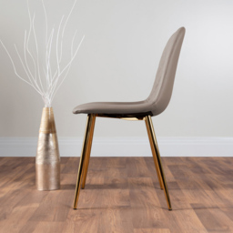 Furniturebox Arona Solara 6 Seater Round Dining Set Cappuccino Beige and Gold - Brown - Wilko - thumbnail 5