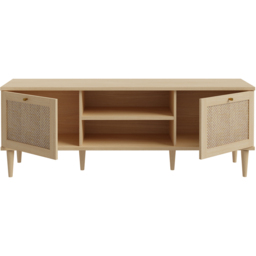 Florence Calasetta 2 Door 2 Shelf Light Oak Rattan TV Unit - Size: 41 x 159 x 57cm - Multi - Furniture to Go - Wilko - thumbnail 5