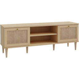 Florence Calasetta 2 Door 2 Shelf Light Oak Rattan TV Unit - Size: 41 x 159 x 57cm - Multi - Furniture to Go - Wilko - thumbnail 3