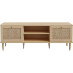 Florence Calasetta 2 Door 2 Shelf Light Oak Rattan TV Unit - Size: 41 x 159 x 57cm - Multi - Furniture to Go - Wilko - thumbnail 4
