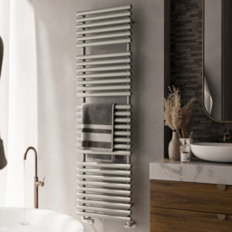 Terma Rolo Towel 3454BTU Salt n Pepper Heated Towel Rail 1800 x 520mm - Size: 180 x 52 x 12.7cm - Grey - Wilko - thumbnail 3