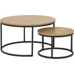 Florence Spiro Oak and Black Round Nest of Tables Set of 2 - Furniture To Go - Wilko - thumbnail 3