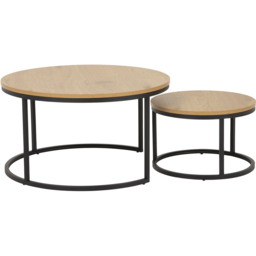 Florence Spiro Oak and Black Round Nest of Tables Set of 2 - Furniture To Go - Wilko - thumbnail 4