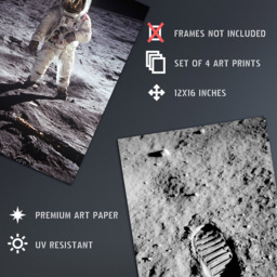 Artery8 NASA Earth Space Apollo 11 Moon Landing Boot Print Wall Art Print 30 x 41cm 4 Pack - Size: 40.5 x 30.5 x 0.3cm - Multi - Wilko - thumbnail 5