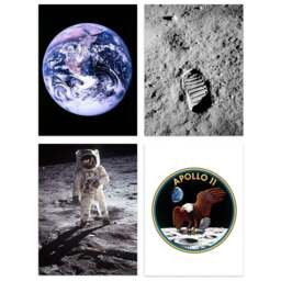 Artery8 NASA Earth Space Apollo 11 Moon Landing Boot Print Wall Art Print 30 x 41cm 4 Pack - Size: 40.5 x 30.5 x 0.3cm - Multi - Wilko - thumbnail 1