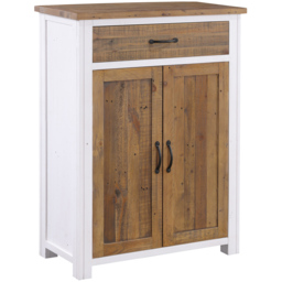 Baumhaus Splash of White 2 Door Single Drawer White and Brown Shoe Cabinet - Wilko - thumbnail 3