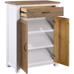 Baumhaus Splash of White 2 Door Single Drawer White and Brown Shoe Cabinet - Wilko - thumbnail 4
